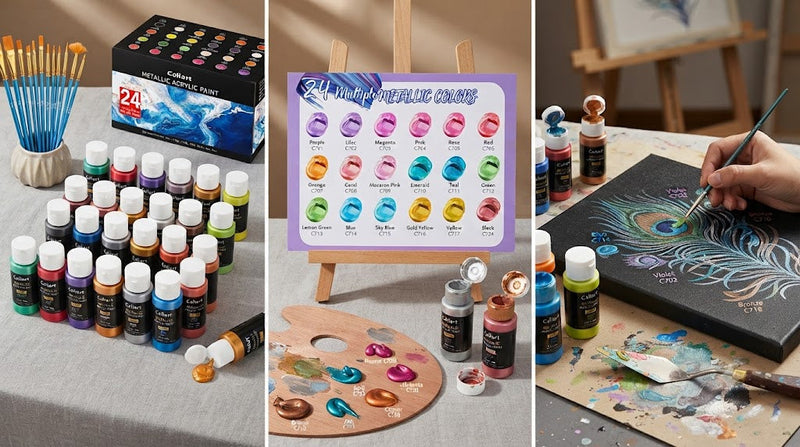 Caliart Metallic and Iridescent Acrylic Paint Sets