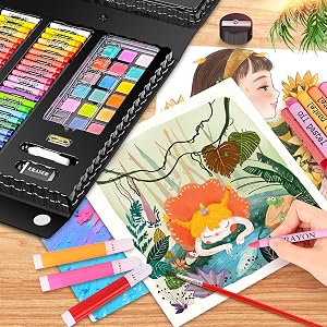 Caliart art set with trifold easel case