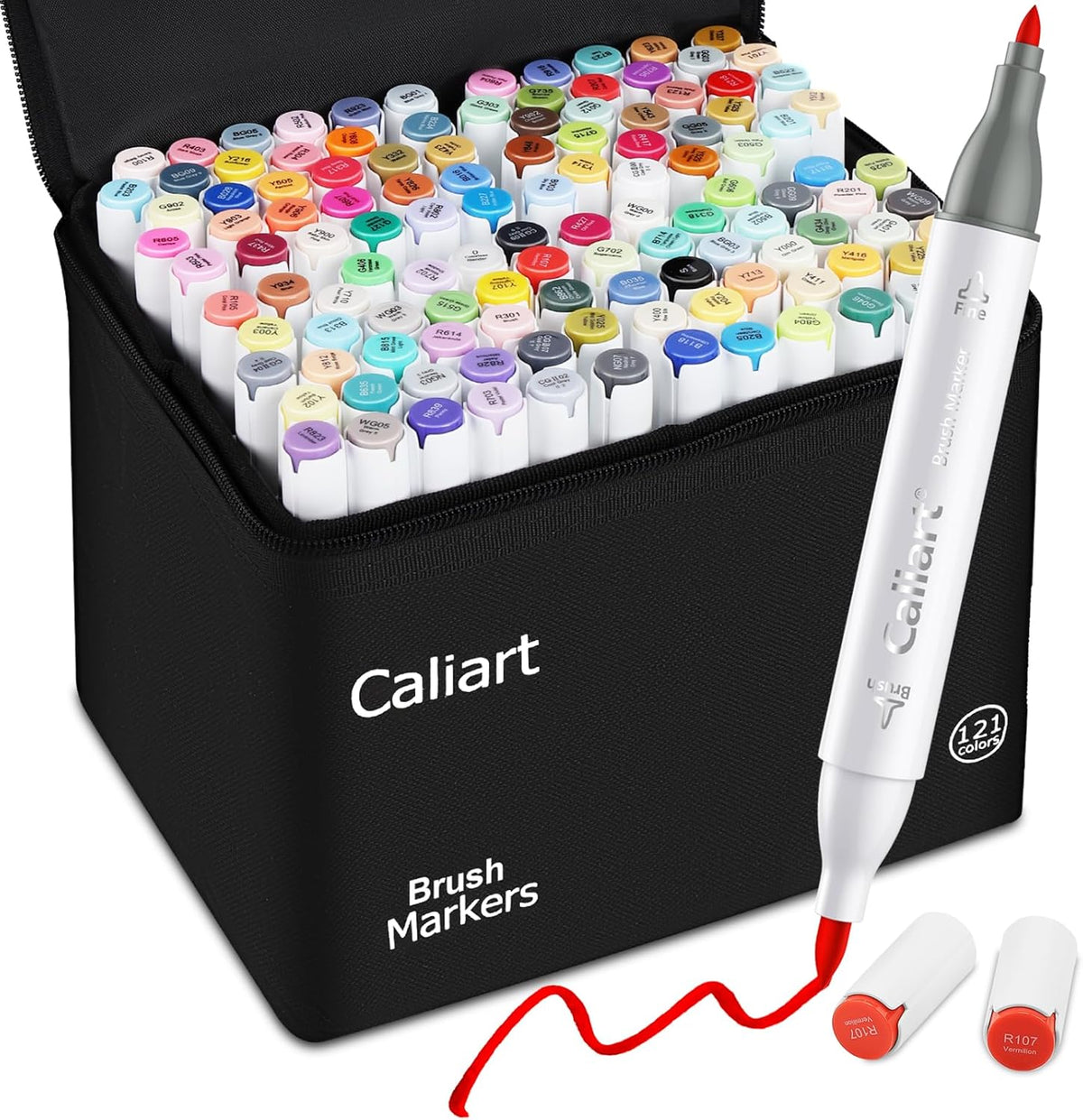 Caliart 121-color alcohol markers – Brush & Fine tip