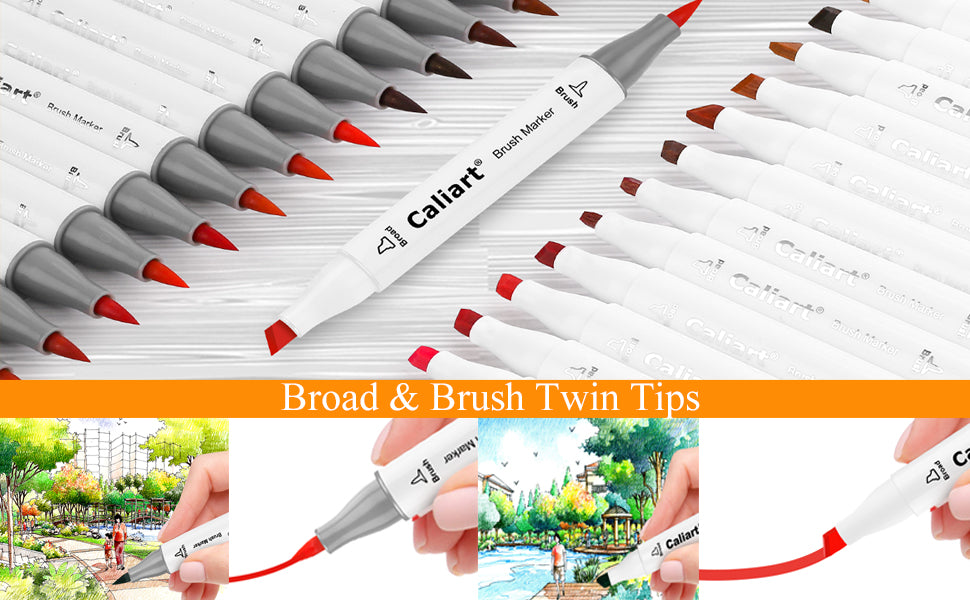Caliart 121-color alcohol brush markers set