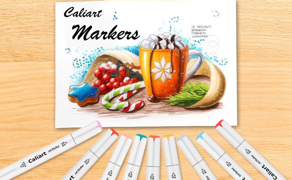 Caliart 41-color dual tip alcohol art markers
