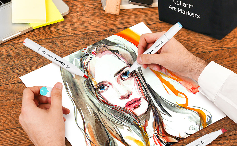 Caliart 101-color alcohol brush markers