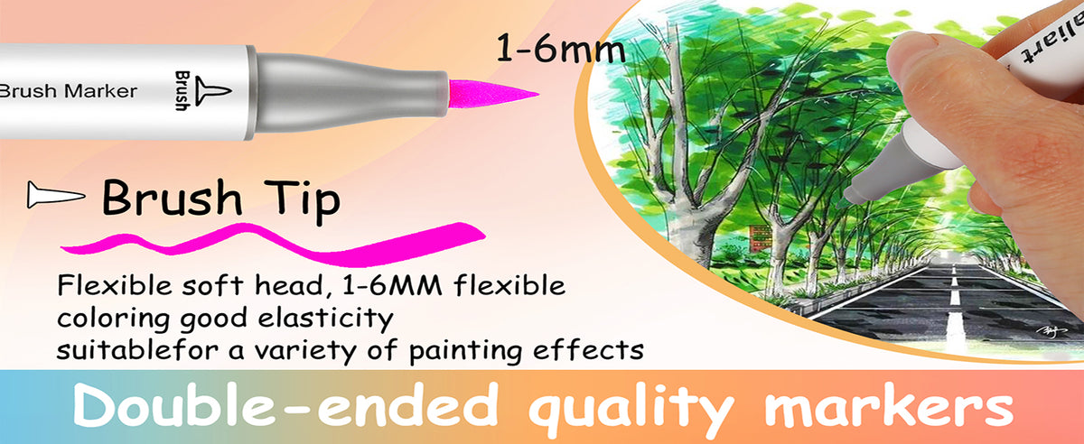 Caliart 81-color dual tip alcohol markers brush tip