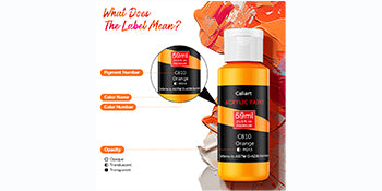 Caliart acrylic paint bottle label and cap
