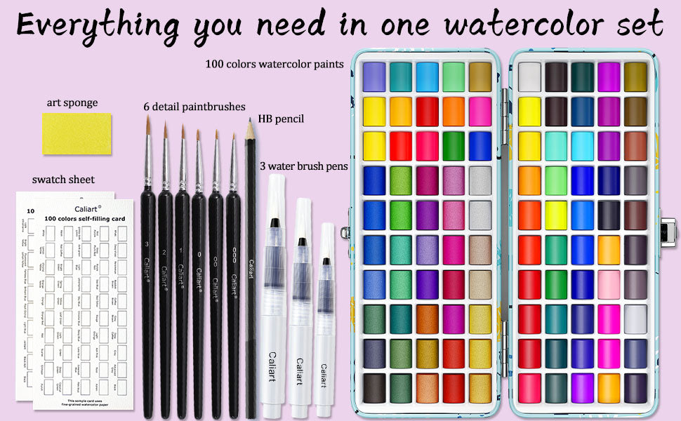 Caliart watercolors color swatches