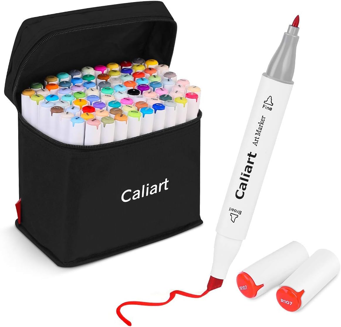 Caliart 81-color markers and 24 double-line pens shown with carrying case