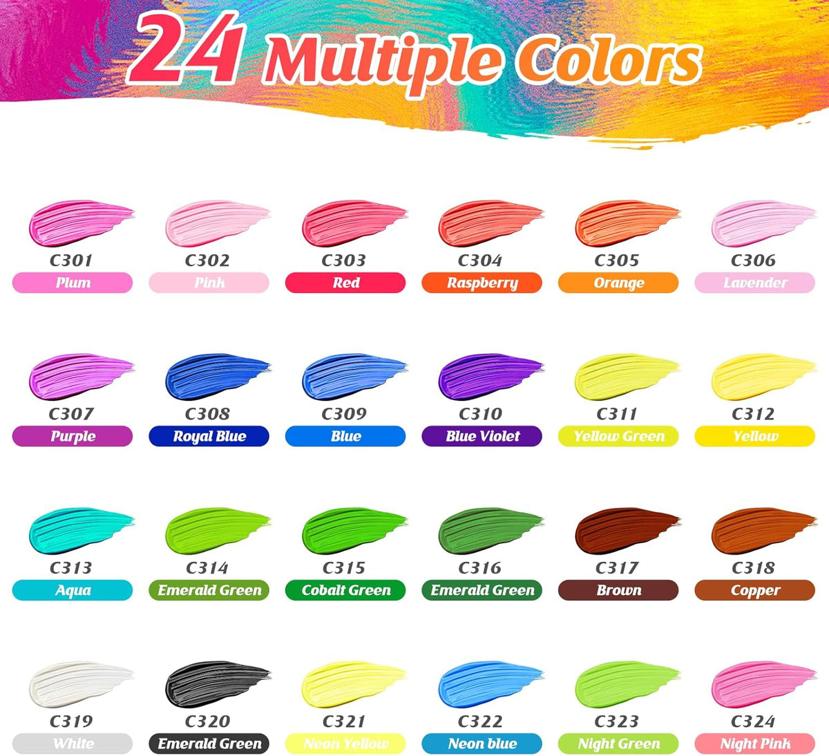 Caliart 24 Colors Iridescent Acrylic Paint with 12 Brushes, 34 Double Tip Brush Pens Art Markers, Canvas Ceramic Rock Craft Painting Kit Art Supplies Gift for Artists Kids Beginners