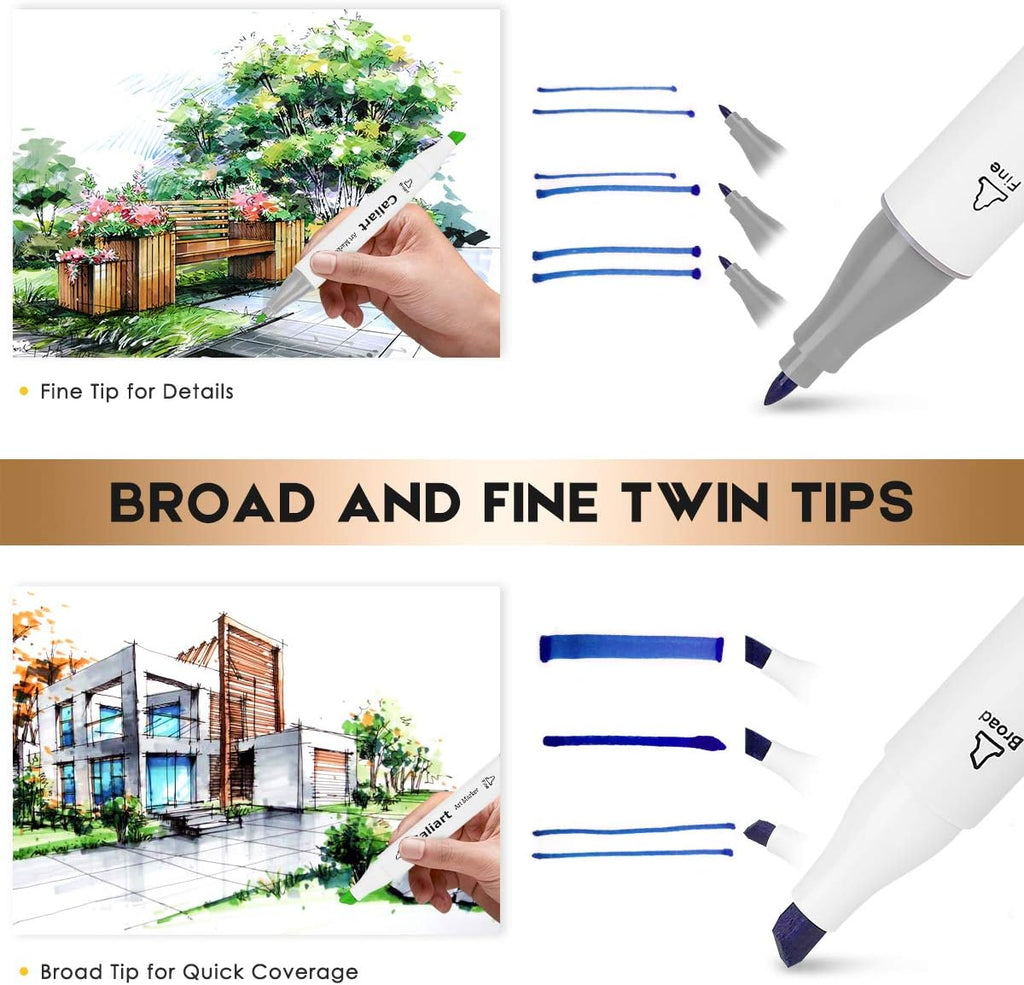 Blending and shading with Caliart brush and chisel alcohol markers
