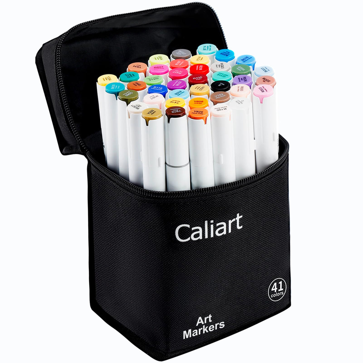 Caliart Markers Brush & Chisel, 18 Colors Alcohol Markers for Adult Coloring Book, Dual Tip Art Pen Set for Artist Illustration Sketch Drawing Gift