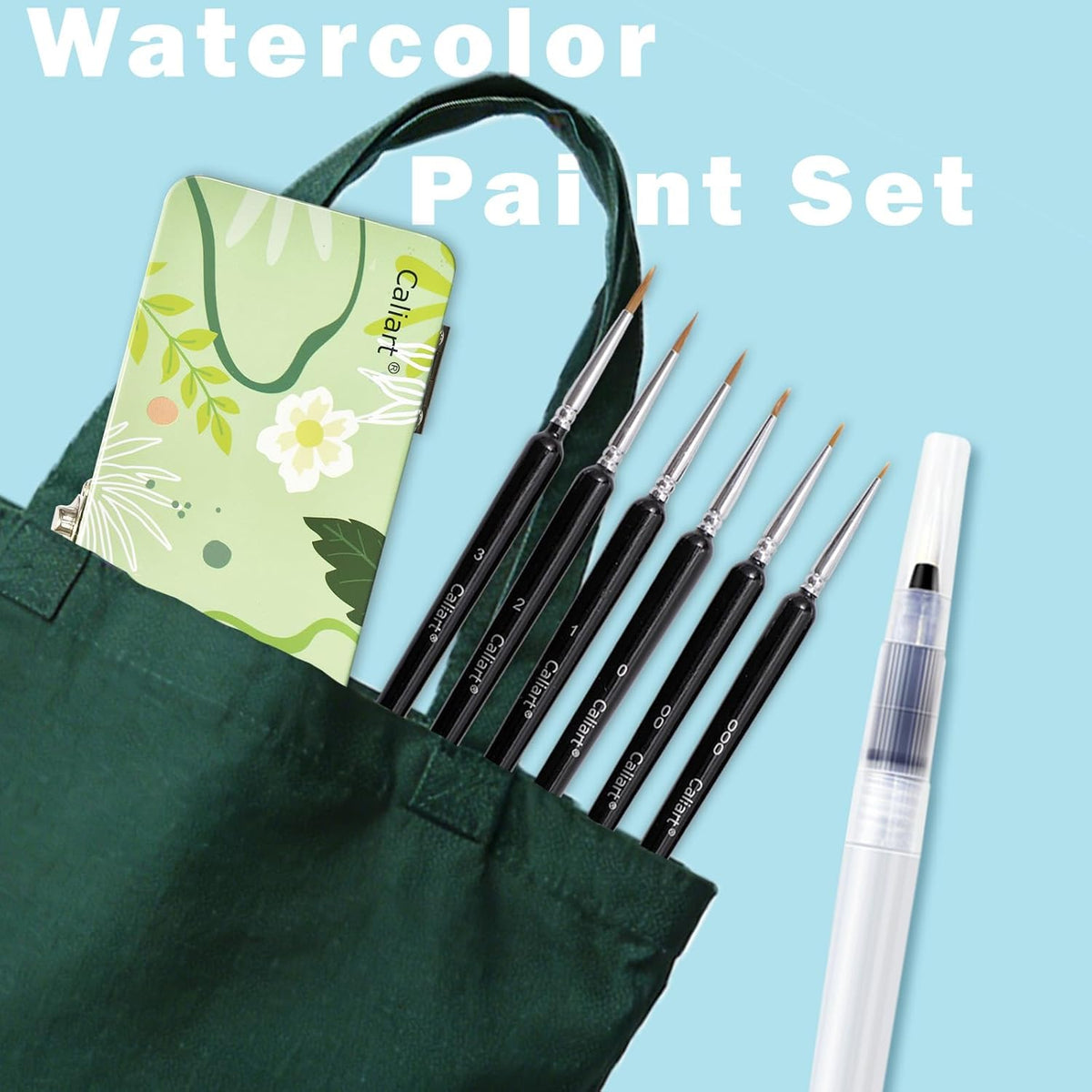 Caliart Watercolor Paint Set, 50 Colors Portable Water Color Palette Kit with Detail Paint Brush, Art Supplies Gifts for Adult Professional Artist Painting Coloring