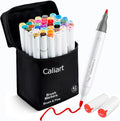 Caliart Alcohol Markers 41 Colors Brush & Fine Dual Tip Art Markers Set, Permanent Pens for Adults Artists Drawing, Coloring Books Anime Illustration, Highlighting Sketch Art Supplies with Carry Case