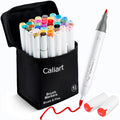 Caliart 41 Colors Alcohol Markers Dual Tip Fine & Chisel, Based Art Markers Permanent Pens for Adults Coloring Books, Artists Drawing Sketch Illustration Highlighting, Art Supplies with Storage Case