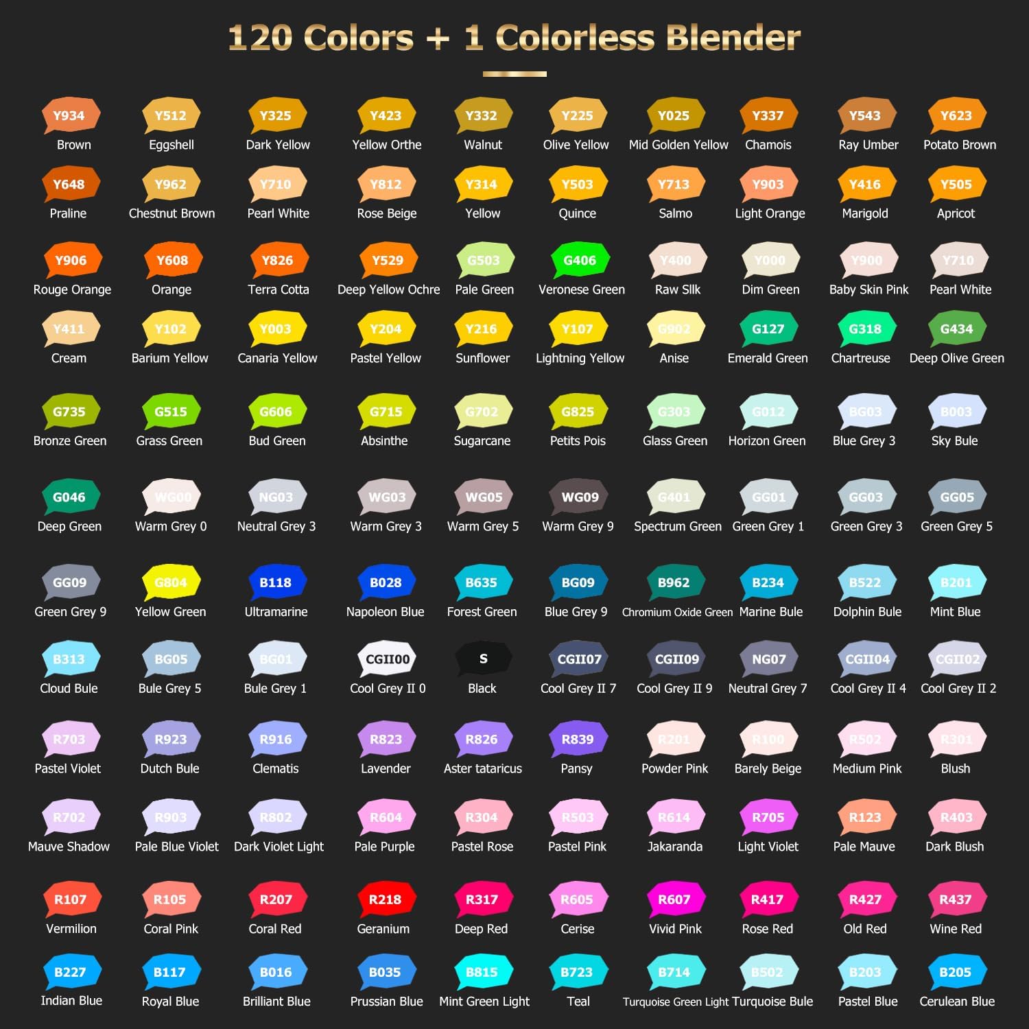 Caliart Alcohol Markers Brush Tip - 121 Colors Dual Tip Art Markers Set for Adult Coloring Books Artist Drawing Illustration Sketching, with Case Permanent Alcohol Based Colored Chisel & Brush Pens