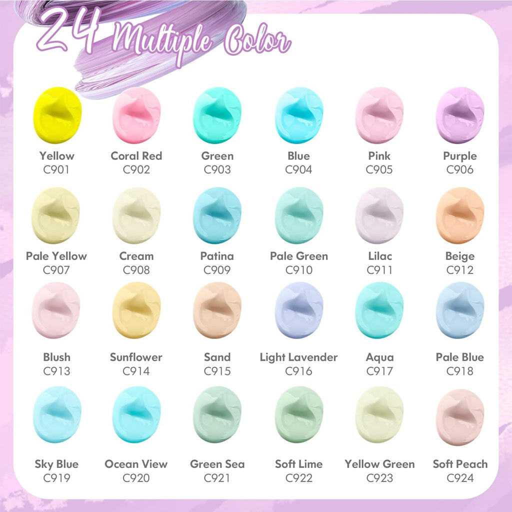 Caliart 24-Color Pastel Acrylic Paint Set with Brushes