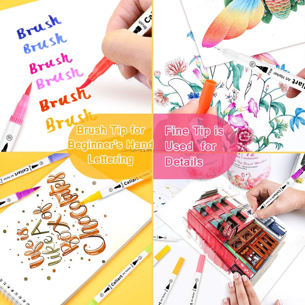 Caliart 72 brush pens color range swatch chart