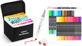 Caliart 121-color alcohol markers with 34 dual tip brush pens, permanent art marker set for artists, students and adult coloring