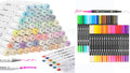 Caliart 61-color pastel alcohol markers with 34 dual tip brush pens, soft tone art marker set for lettering and adult coloring