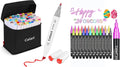 Caliart 81-color alcohol markers with 24 double-line outline pens, permanent art marker set for cards and doodle drawing