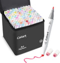 Caliart Pastel Markers, 100 Colors Dual Tip Art Markers Sketch Pens Permanent Alcohol Based, with Case for Adults Artists Drawing Illustration Sketching Coloring