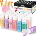 Caliart Pastel Acrylic Paint Set with 12 Brushes – 24 Vibrant Colors