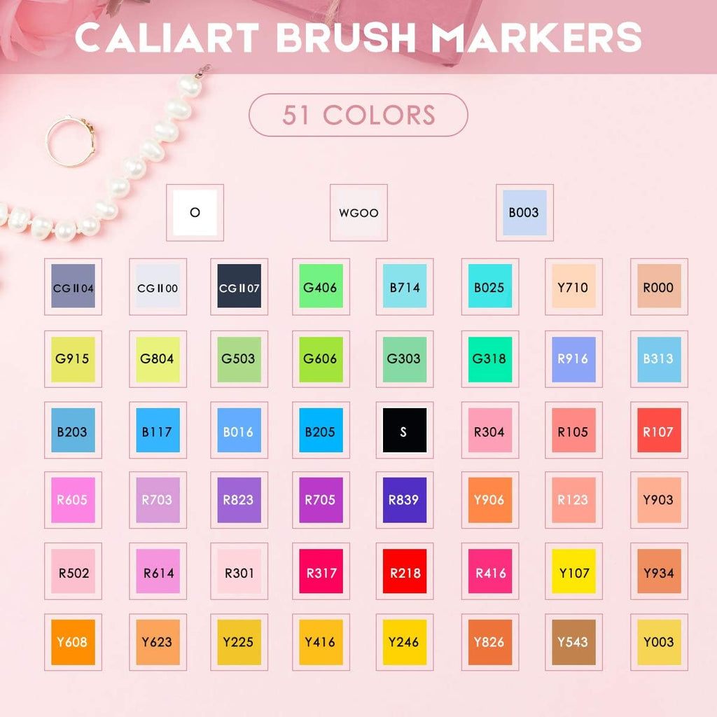 Caliart 51 alcohol markers brush tip close up