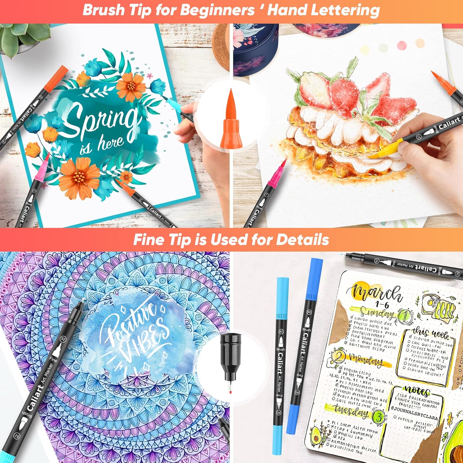 Caliart 24 double-line outline markers included in the combo set