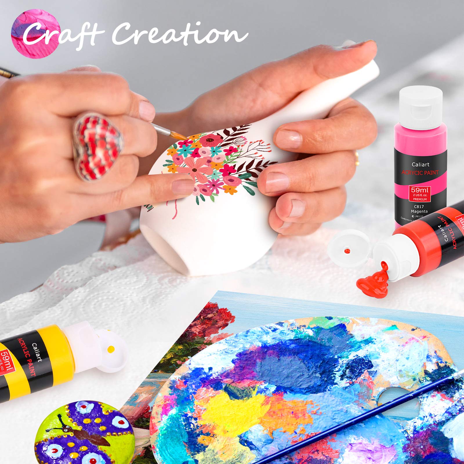 Caliart acrylic paint set with 12 brushes included