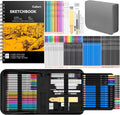 Caliart 176PCS Art Supplies Sketching Kit with 100 Sheets 3-Color Sketch Book, Graphite Colored Charcoal Watercolor & Metallic Pencils, Drawing Supplies Set Gifts for Artists Adults Beginners