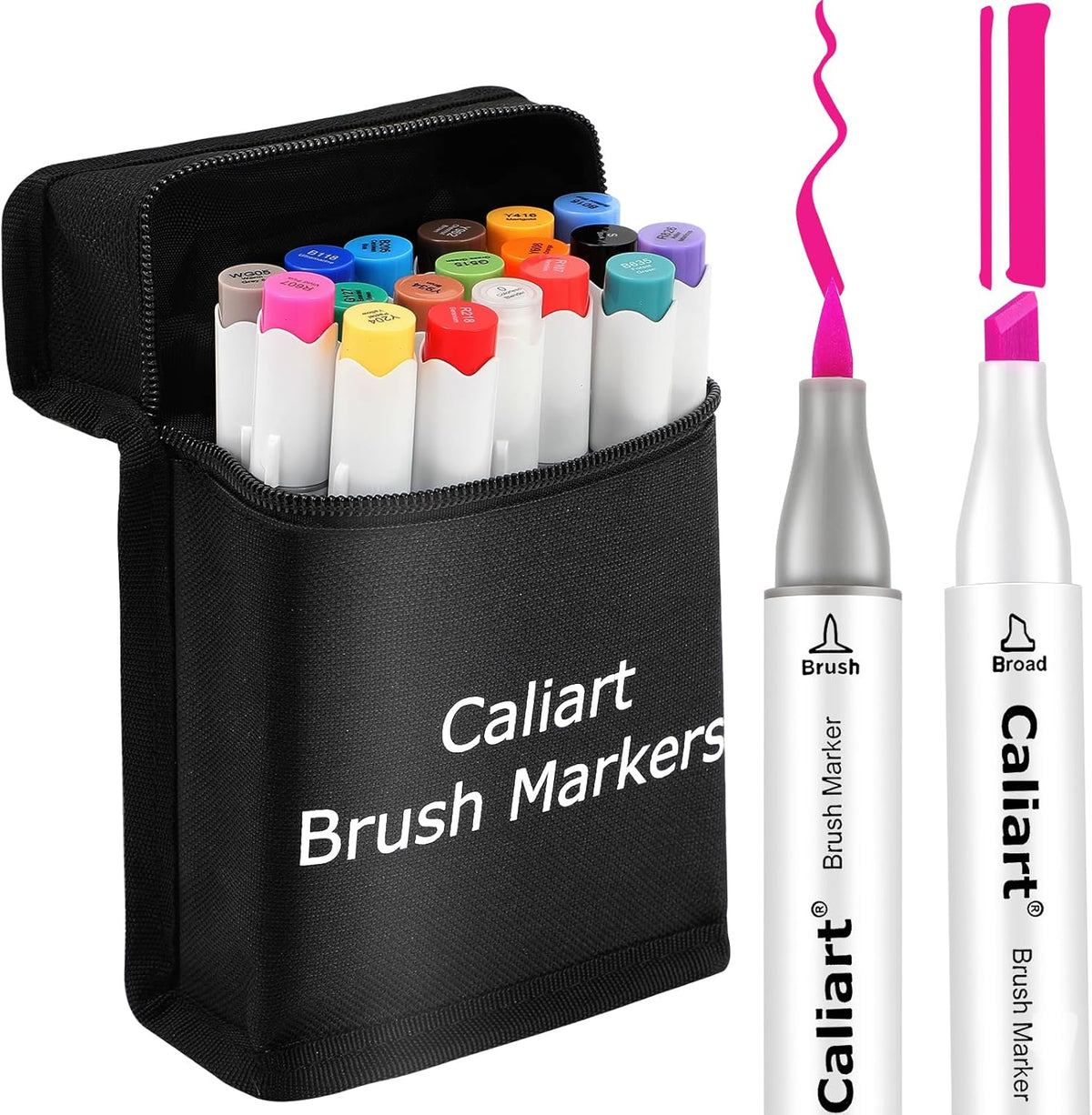 Caliart alcohol markers brush and chisel dual tips close up