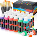 Caliart Acrylic Paint Large Set (120ml/4oz) with 12 Brushes, 24 Colors Art Craft Paints Kit for Adults Artists Beginners on Canvas Ceramic Wood Rock Painting Art Supplies