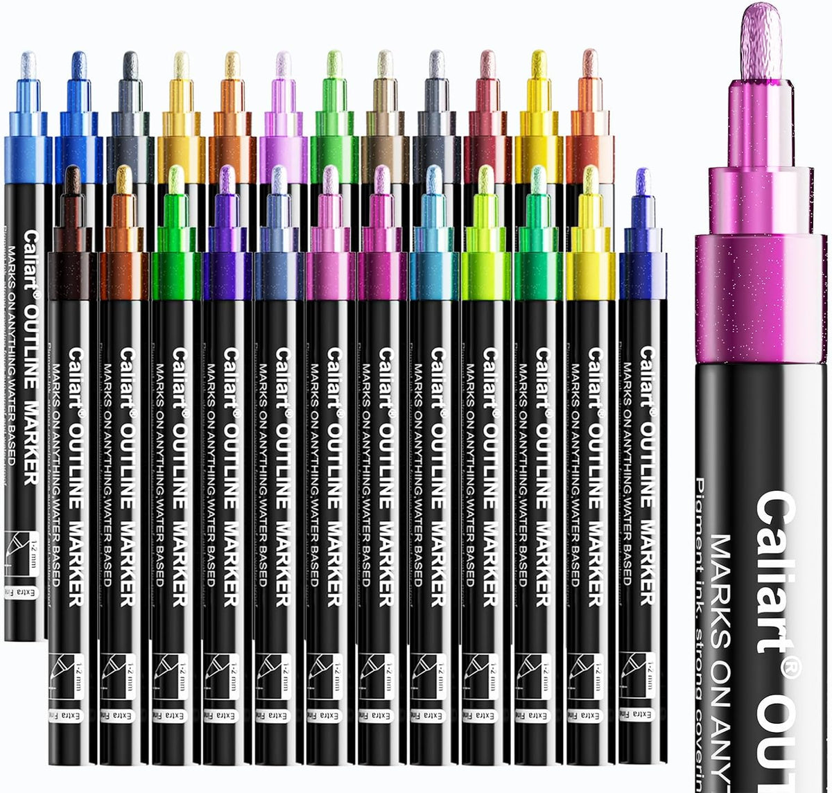 Caliart Outline Glitter Markers Set