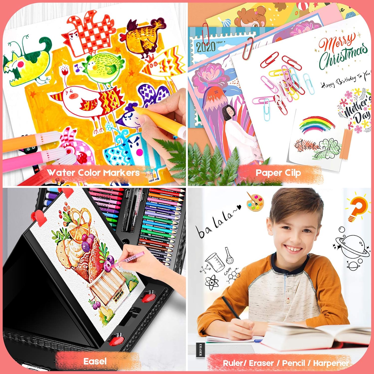 Caliart Art Supplies, 238 Pack Deluxe Art Set Painting Coloring Drawing Kit for Adults Artists