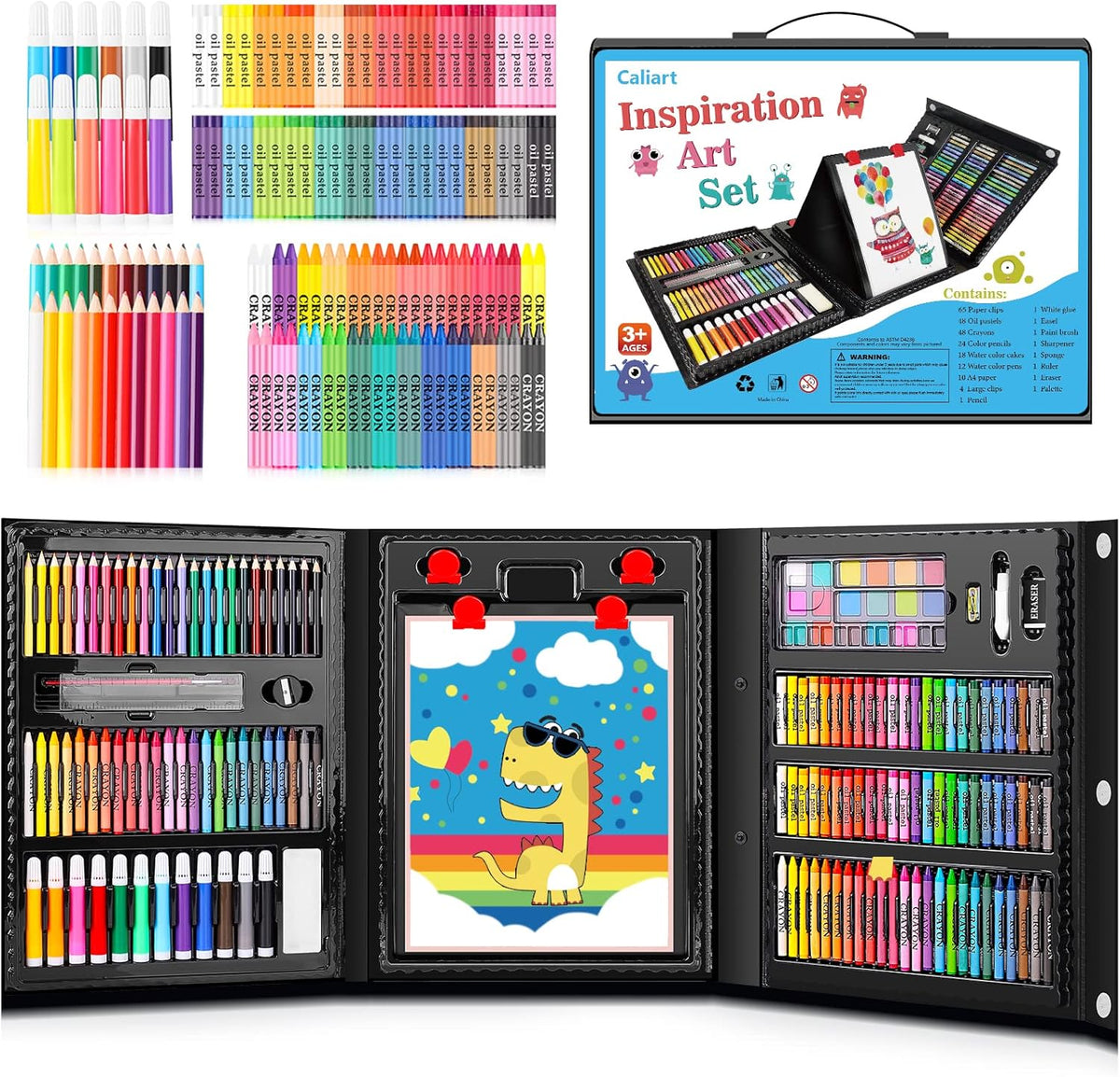 Caliart Art Supplies, 238 Pack Deluxe Art Set Painting Coloring Drawing Kit for Adults Artists