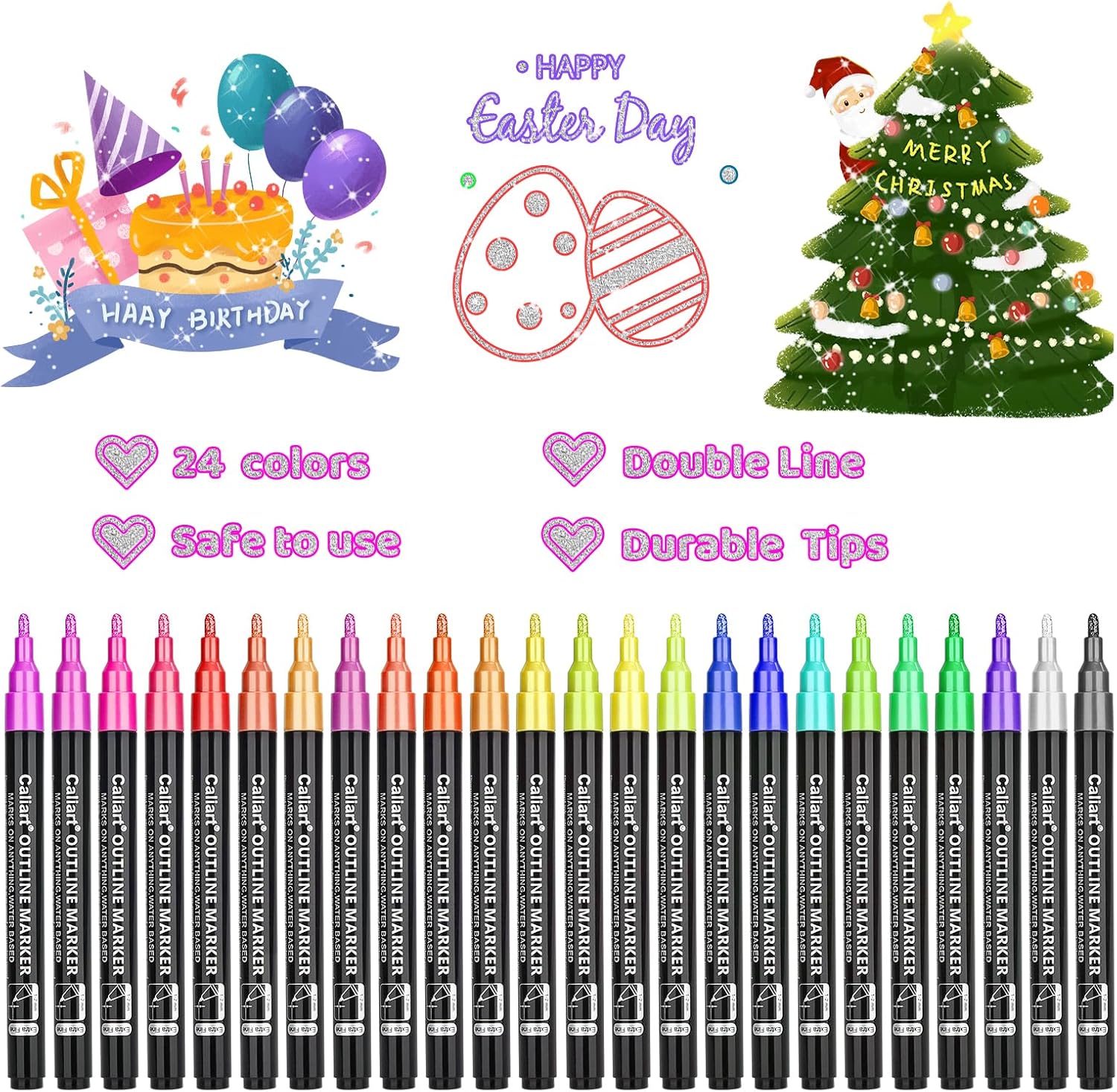 Caliart 72 brush pens and 24 outline markers art gift set