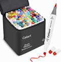 Caliart 101 Colors Alcohol Markers Brush Tip, Dual Tip Brush & Chisel Permanent Art Markers for Adult Coloring Books, Drawing, Sketching, Illustration, with Carrying Case for Artists & Beginners