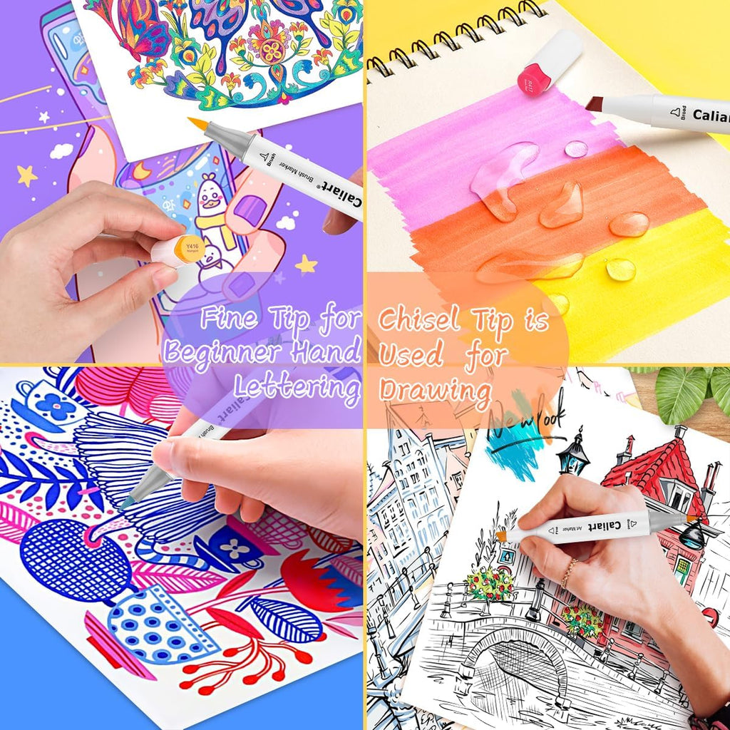 Caliart 34 dual tip brush pens included in the 41-color combo set