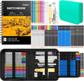 Caliart 176PCS Art Supplies Sketching Kit with 100 Sheets 3-Color Sketch Book, Graphite Colored Charcoal Watercolor & Metallic Pencils, Drawing Supplies Set Gifts for Artists Adults Beginners
