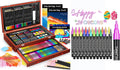 Caliart 153-Piece Deluxe Wooden Art Set with 24-Color Outline Glitter Markers