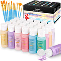 Caliart 24 Colors Pastel Acrylic Paint Set with 12 Brushes, 34 Double Tip Brush Pens Art Markers, Canvas Ceramic Rock Craft Painting Kit Art Supplies Gift for Artists Kids Beginners