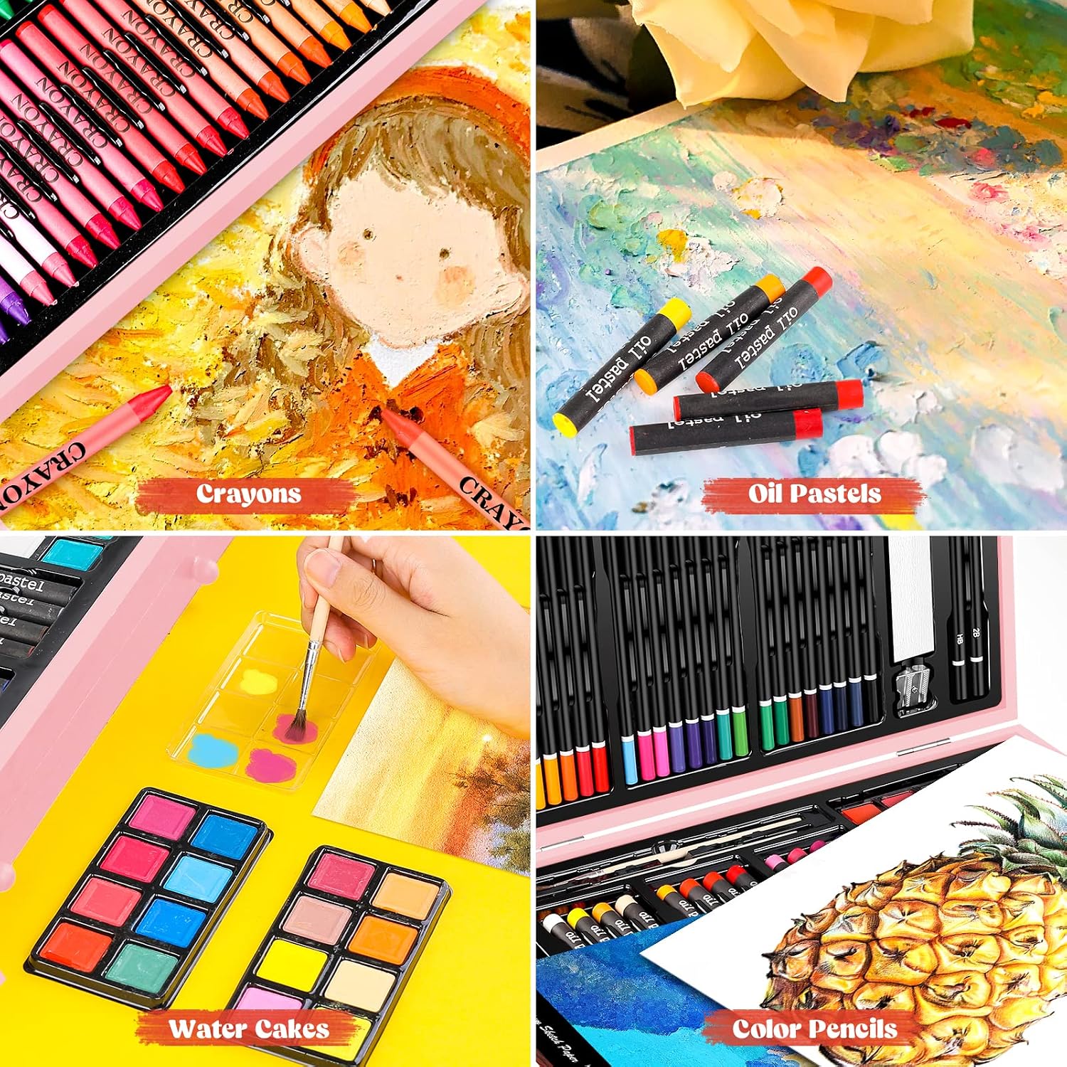 Caliart Art Supplies Kit, 153-Pack Deluxe Drawing Art Set Painting Coloring | 2 A4 Sketch Pads, Coloring Book, Colored Pencils, Crayons, Crafts Gifts for Artists Teen Girls Boys Kids Adults