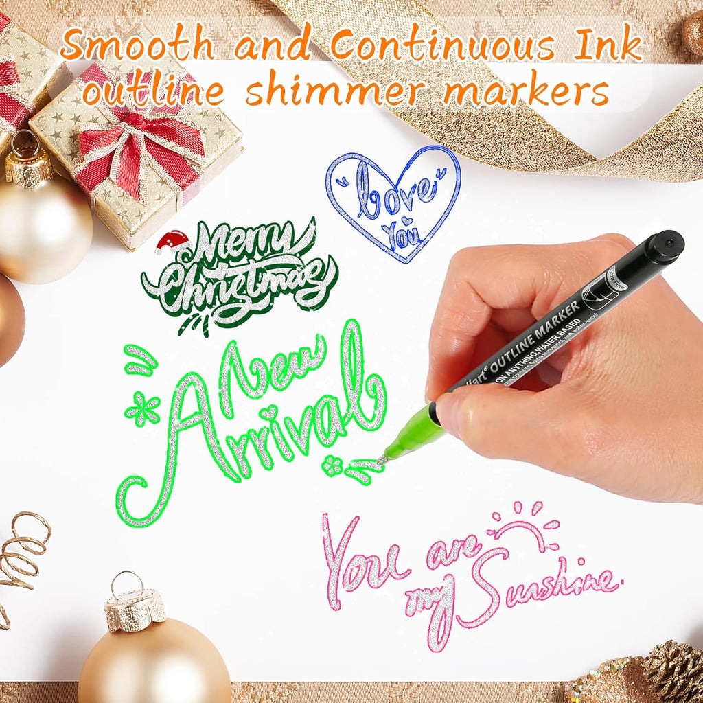 Caliart Outline Glitter Markers Set