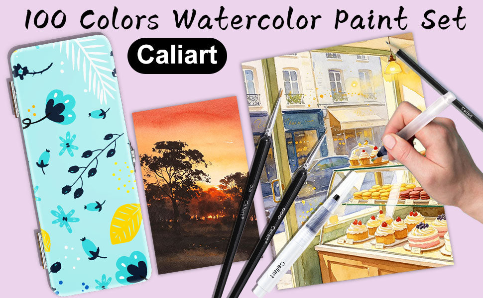 Caliart 100-color watercolor paint set