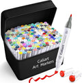 Caliart Alcohol Based Markers, 180 Colors Art Marker Set Fine & Chisel Dual Tip, Permanent Colored Pens for Adults Coloring Book Artists Illustration Sketch Drawing