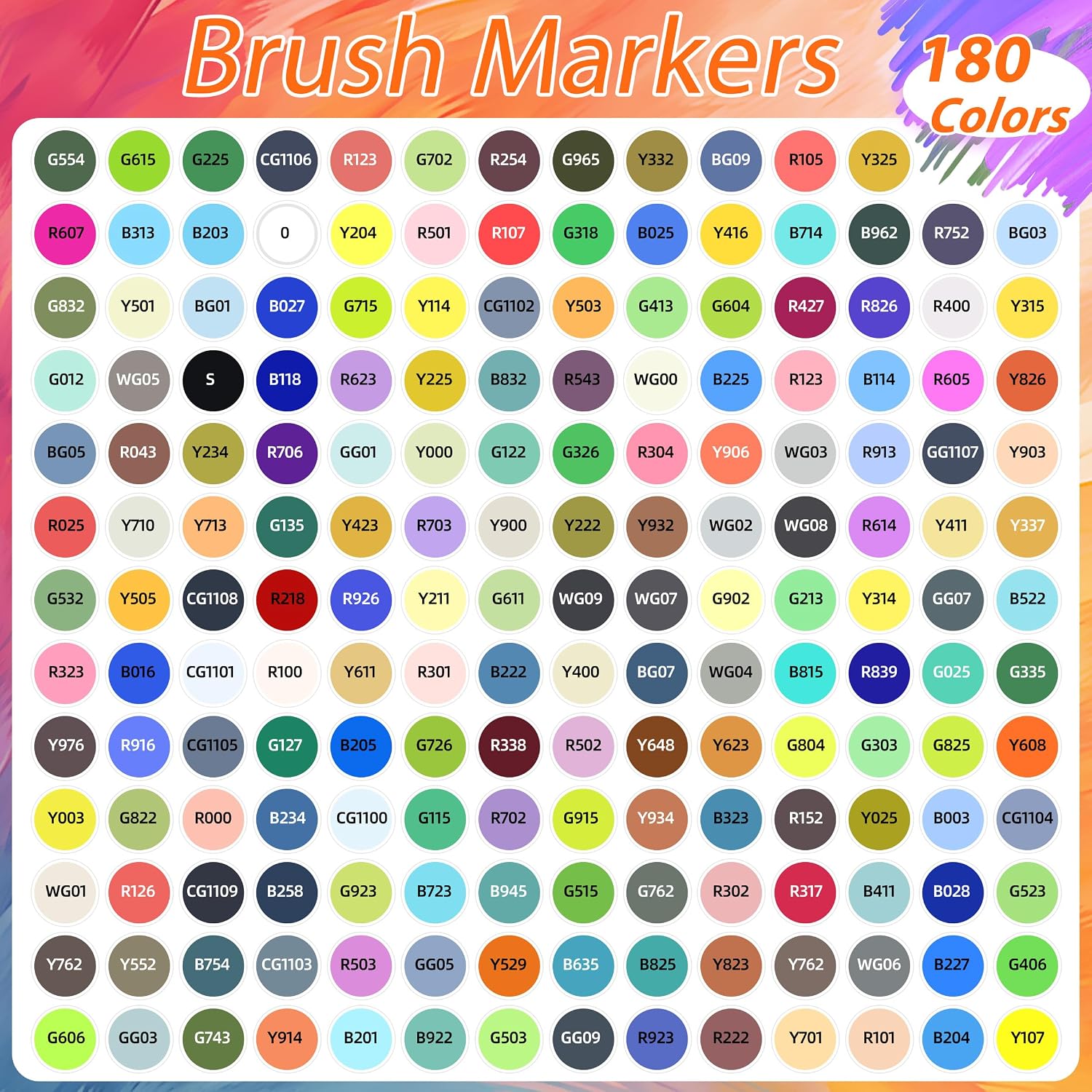 Caliart 180 Colors Brush Tip Alcohol Markers, Art Markers Brush & Fine Tip