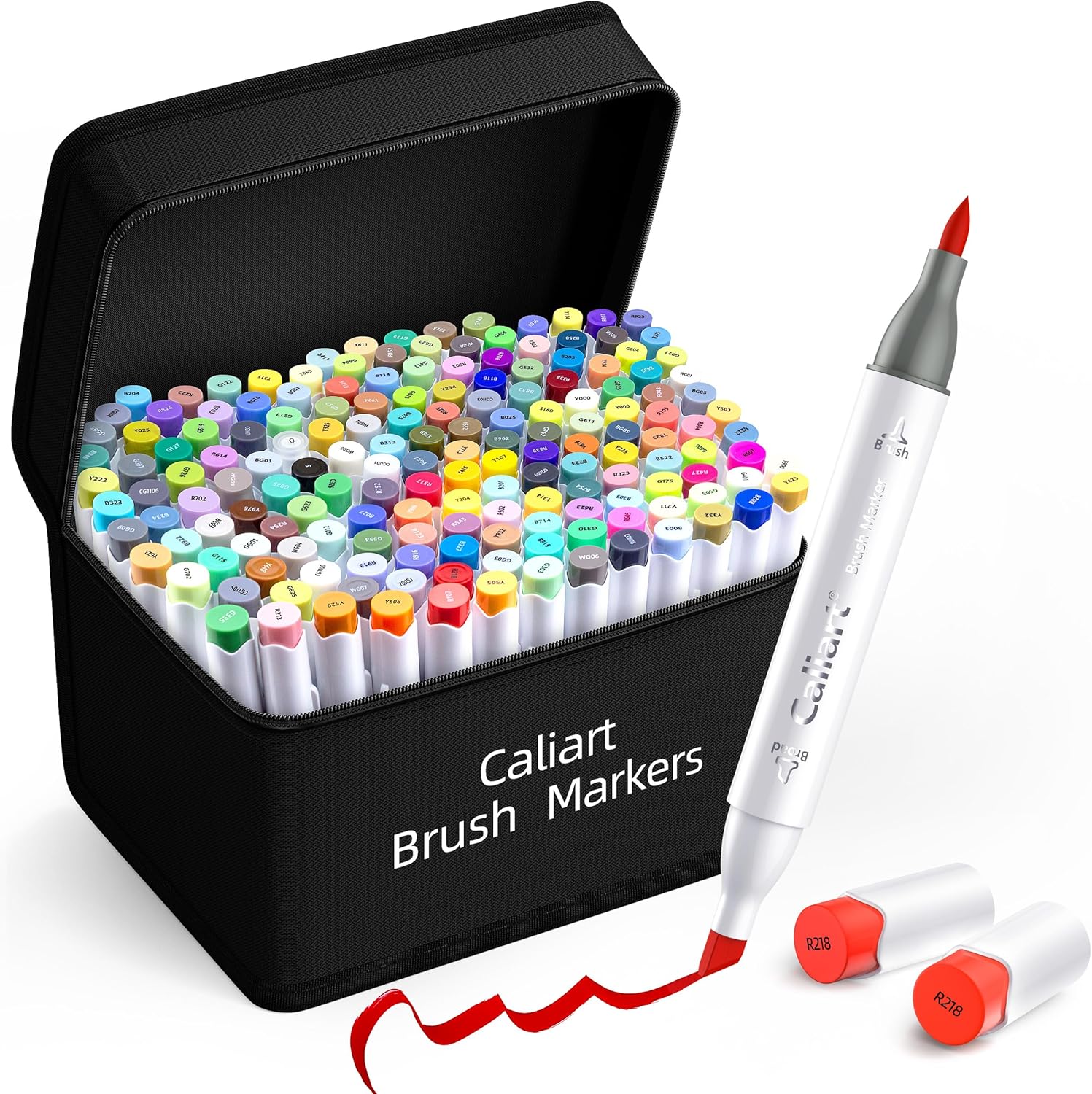 Caliart 168-Color Dual Tip Alcohol Markers, Brush & Chisel