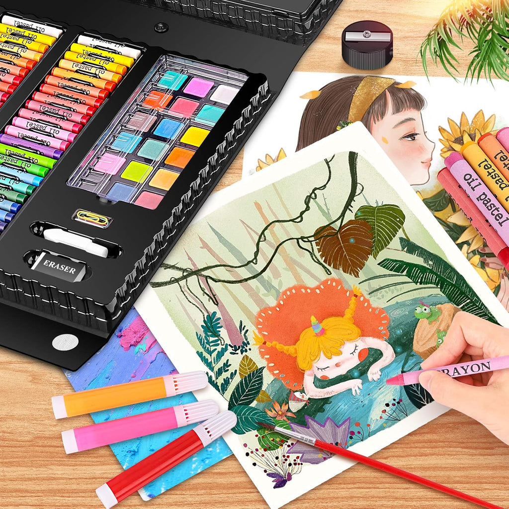 Caliart Art Supplies, 238 Pack Deluxe Art Set Painting Coloring Drawing Kit for Adults Artists