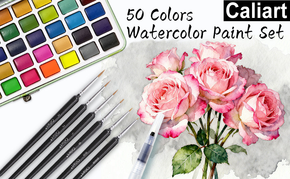 Caliart 50-color watercolor paint set