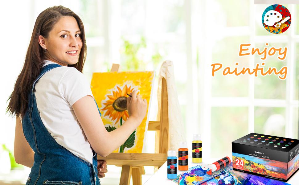 Caliart 24-color acrylic paint set with brushes