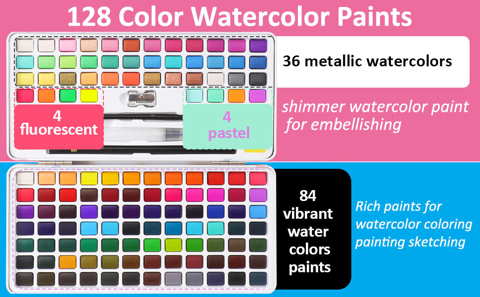 Caliart 128-color watercolor palette open