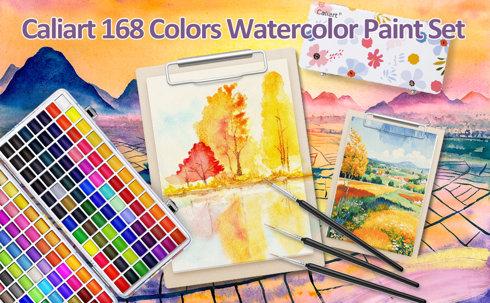 Caliart 168-color watercolor paint set